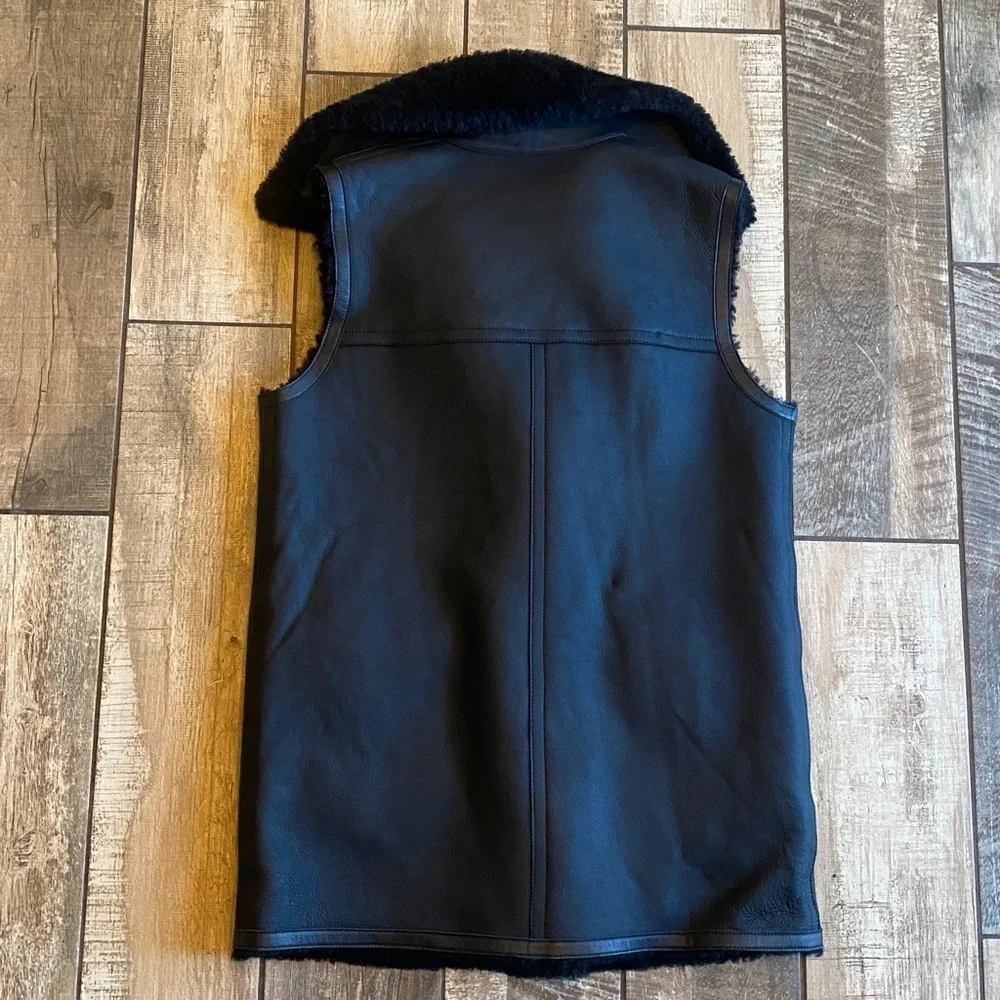 Coach Black Lamb Leather Shearling Reversible Vest 🆕